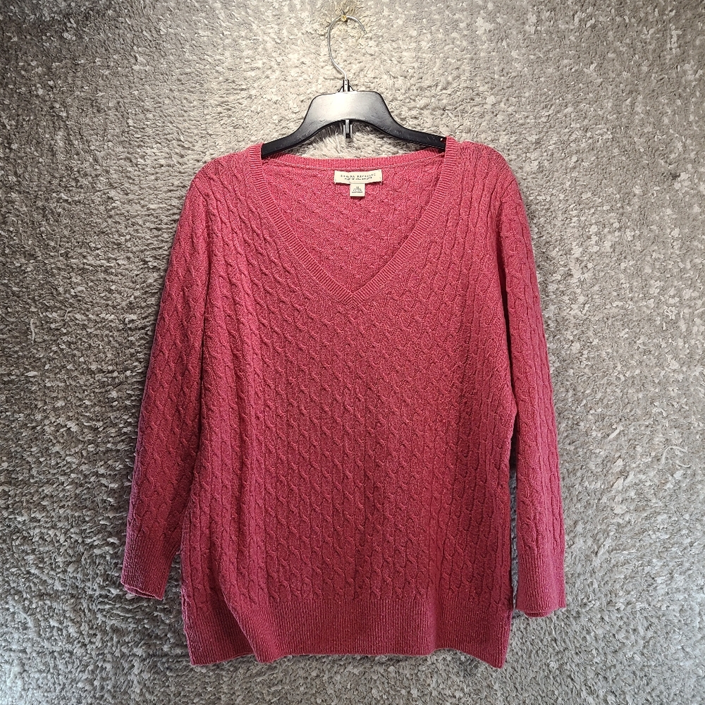 Banana Republic Wool Cashmere Blend Sweater Size M V Neck ItalianYarn 3/4 Sleeve